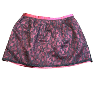 HERITAGE 1981 Wine & Black Lace Skirt Size S